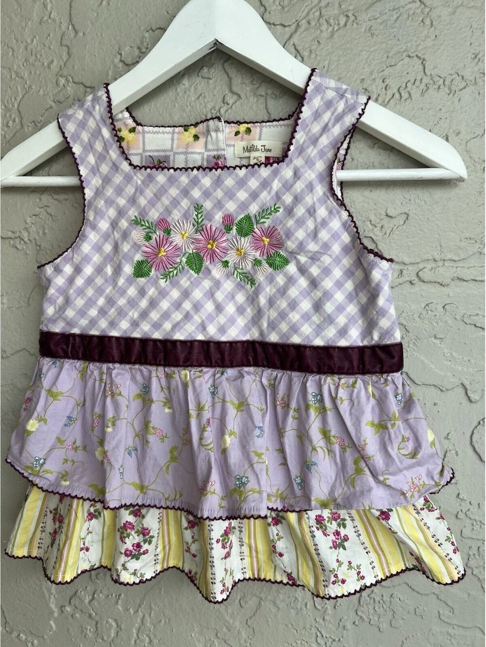 Matilda Jane Enchanted Garden Prudence Gingham Tunic Top Size 8